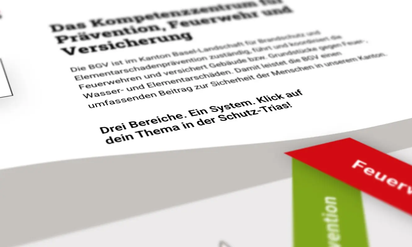Startseite von BGV im Browser