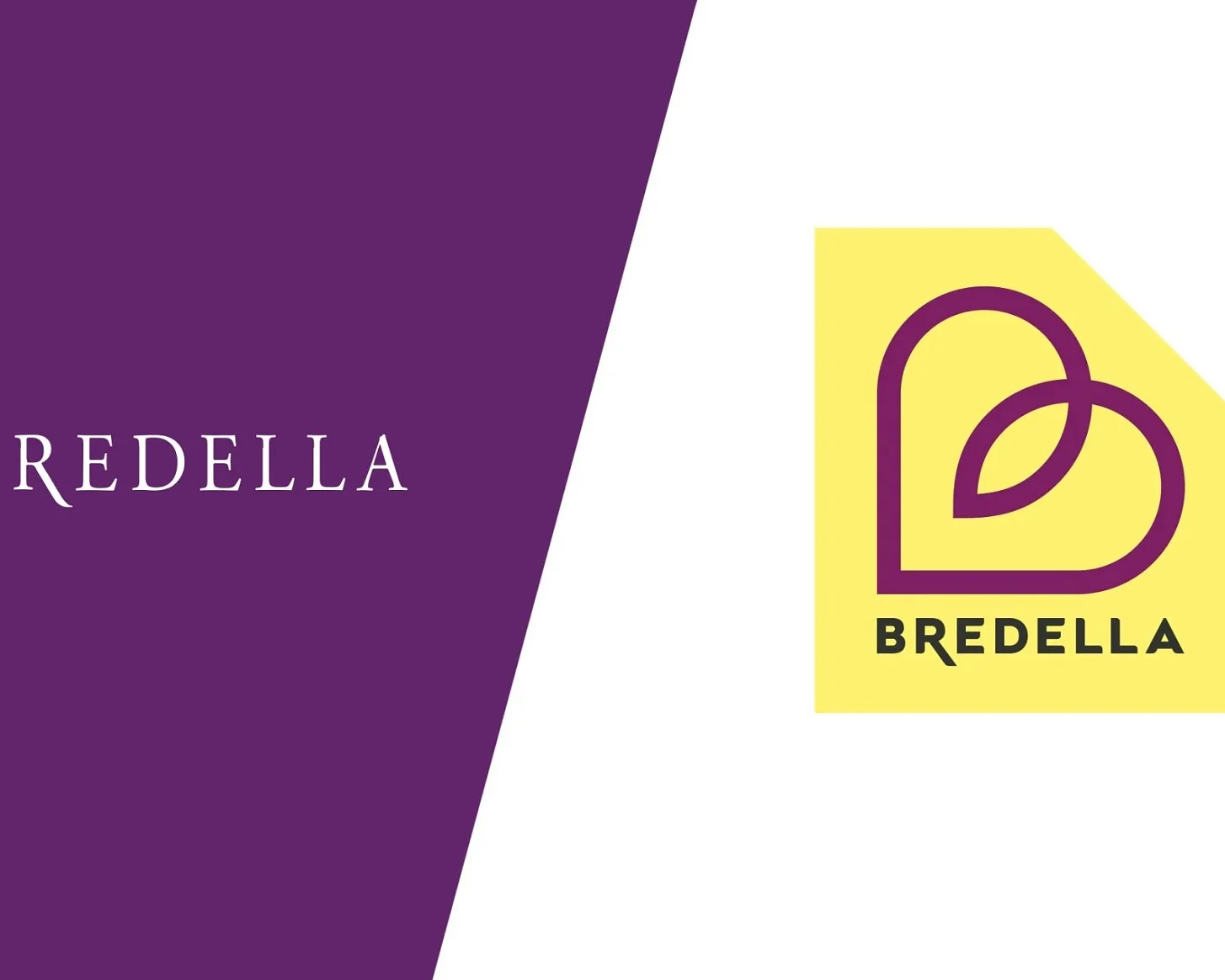 Logo-Redesign im Vergleich: links die alte Wortmarke «Bredella» in Serifenschrift, rechts das neue Signet auf gelber Fläche
