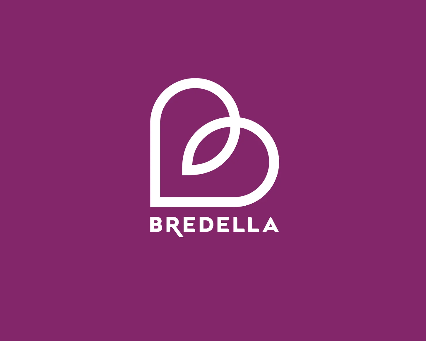 Bredella-Signet mit darunterliegendem Schriftzug, weiss auf violetter Fläche