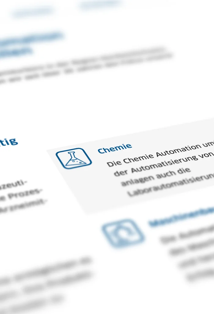 Draufsicht der CTE-Website: Abschnitt «In welchen Branchen sind wir tätig» mit Branchen-Kacheln
