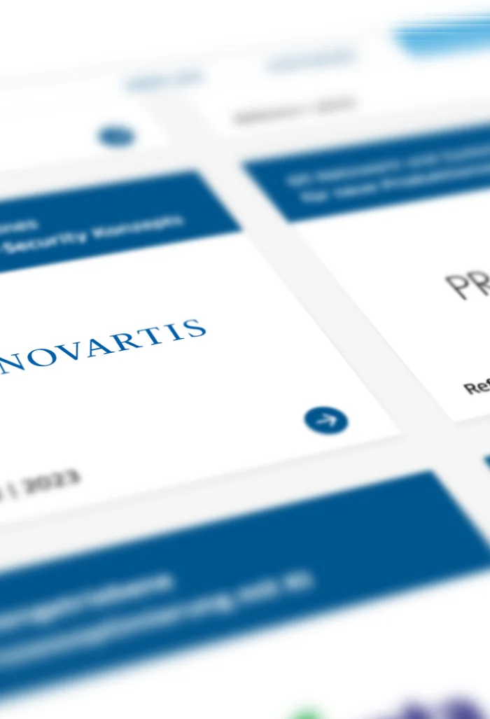 Draufsicht der CTE-Website: Referenz-Kacheln mit Novartis- und Pronatec-Logo