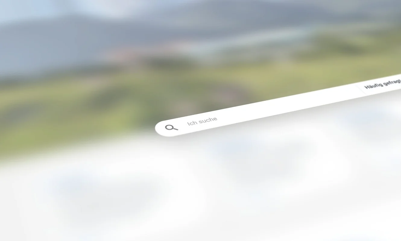 Suchfeld der Website der Gemeinde Silvaplana, unscharfer Seitenhintergrund