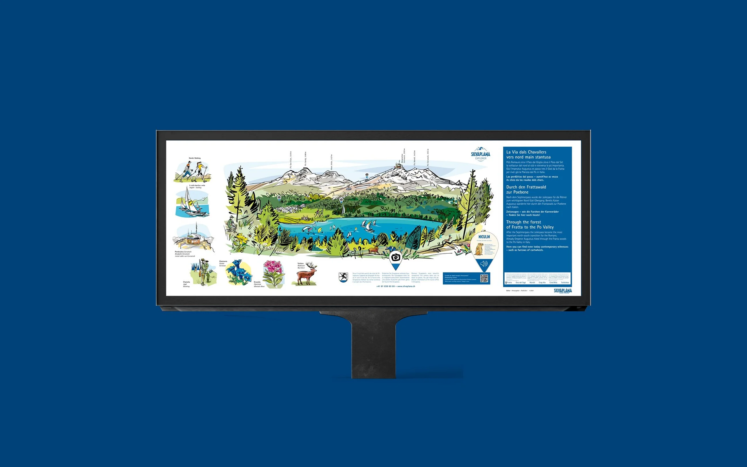 Signaletik quer für Silvaplana Tourismus
