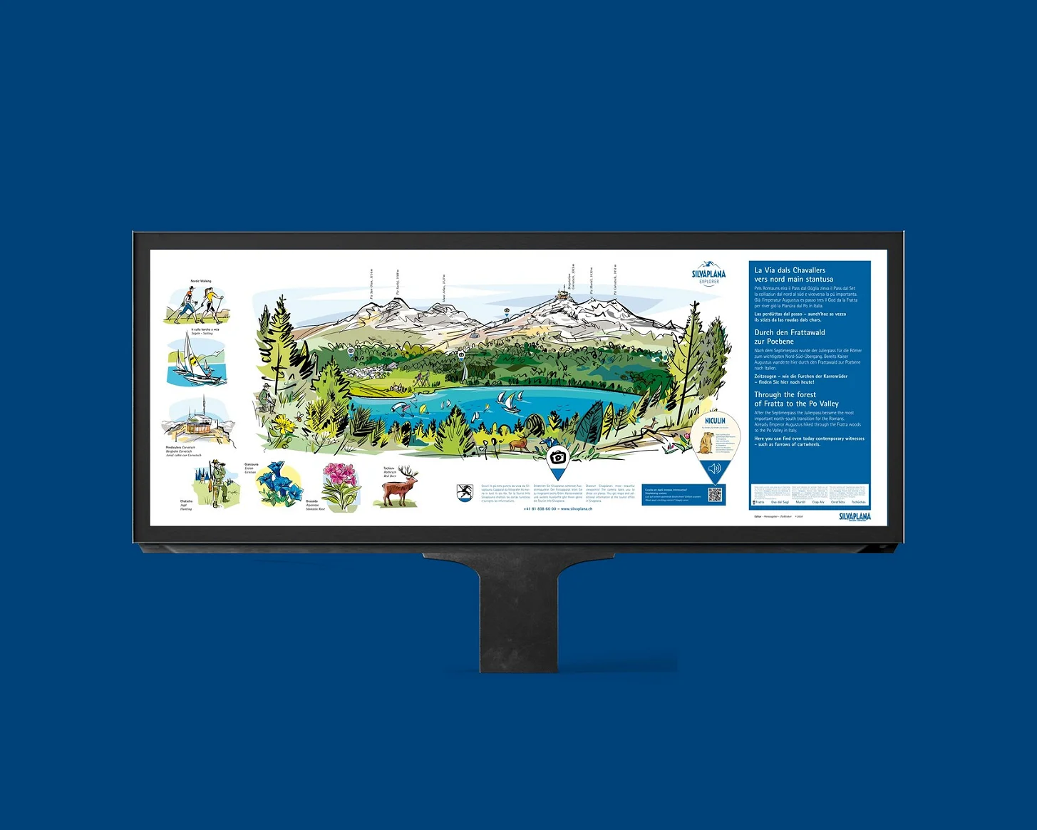 Signaletik quer für Silvaplana Tourismus