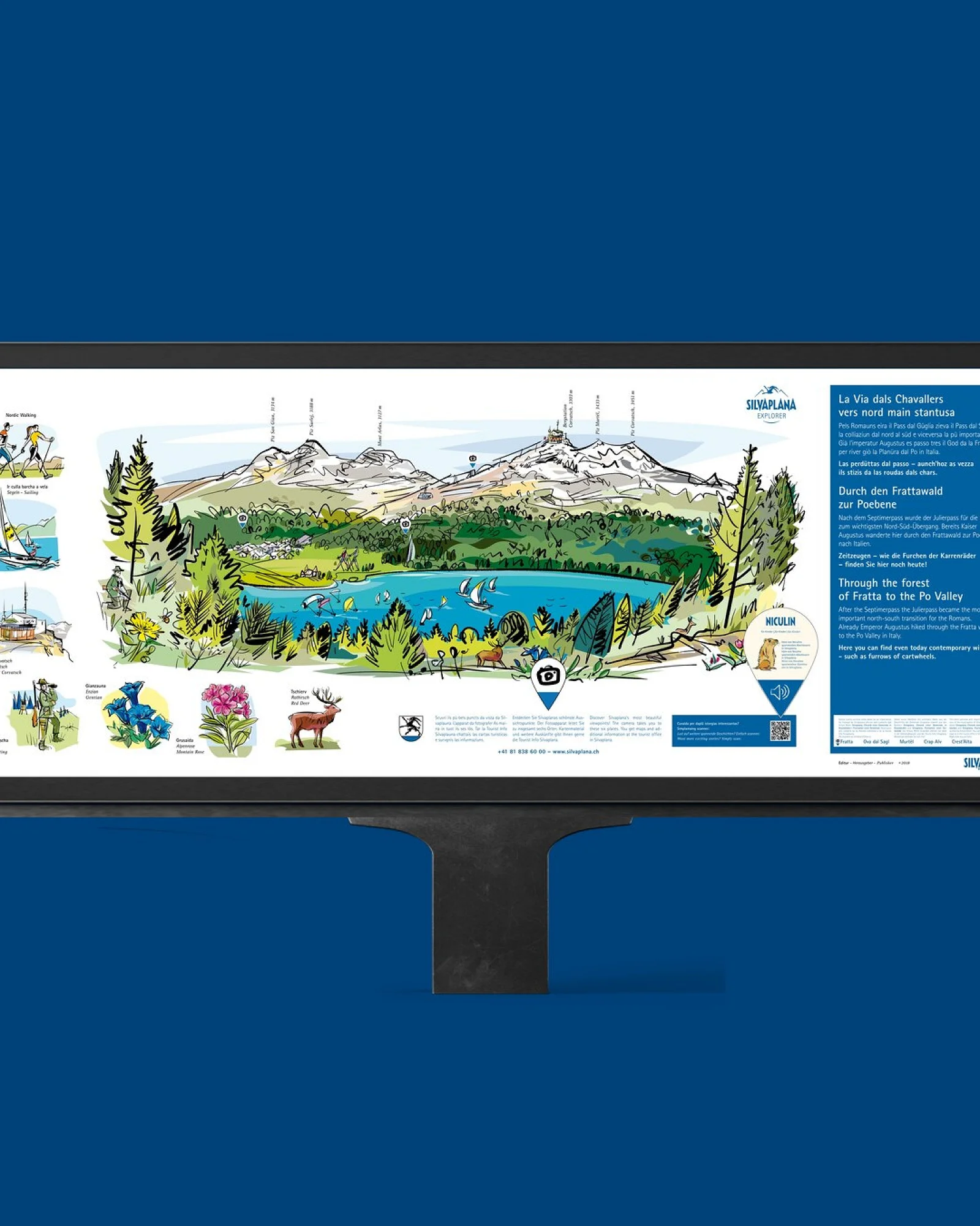Signaletik quer für Silvaplana Tourismus
